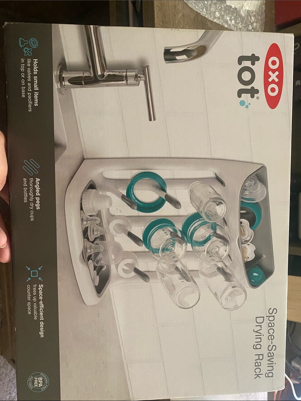 Baby bottle Drying Rack in Teal and White